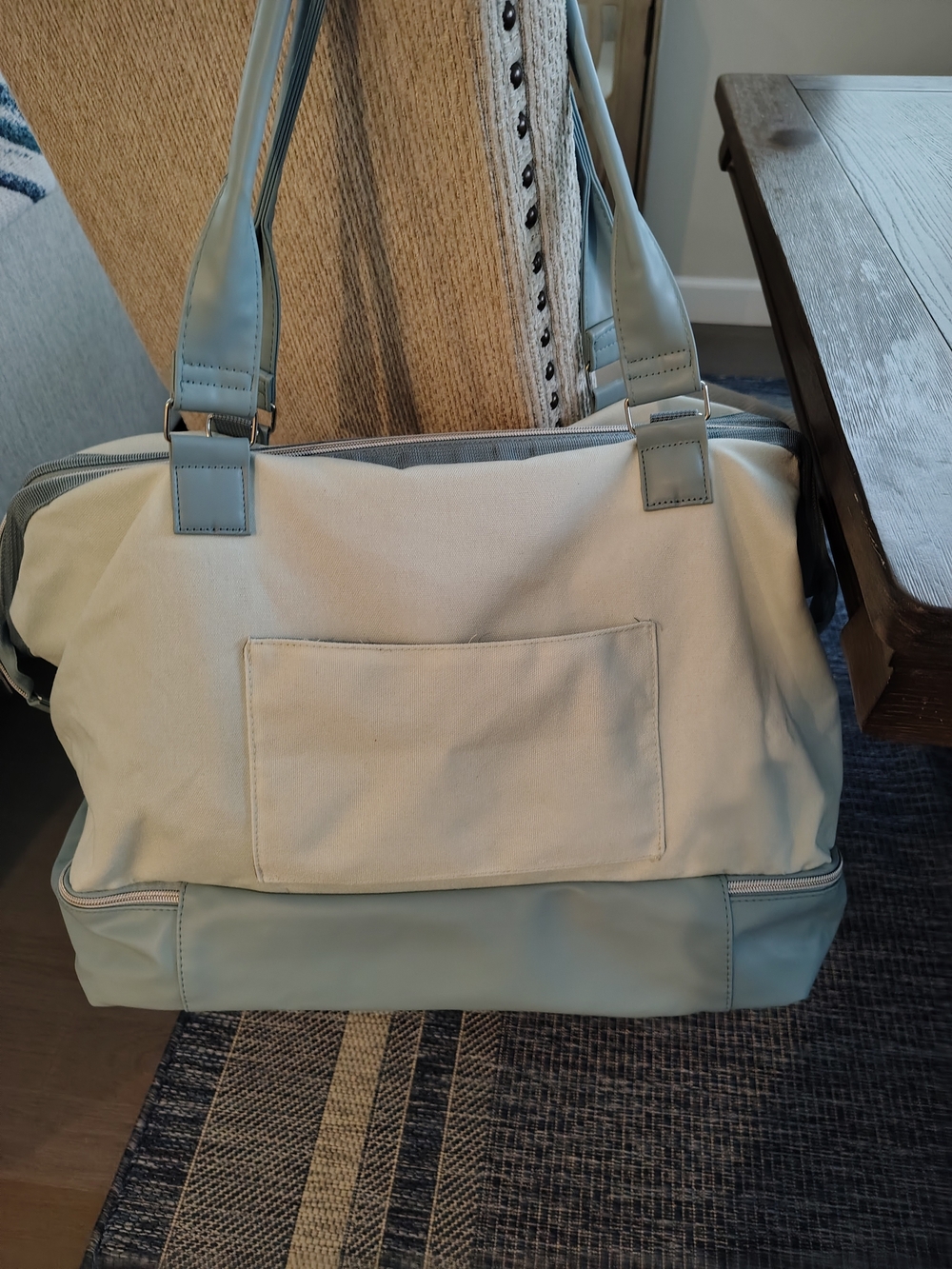 Stylish Canvas Duffel Bag in Light Blue